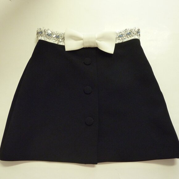 Miu Miu Studded With Bow Detail Mini Skirt - Picture 1 of 5